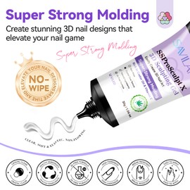 SAVILAND 3D Nail Gel Super Strong Molding: 30 g No-Wipe Sculpting Gel for Nail Art Clear Large Capacity 3D Gel Castor Oil & VE Molding Gel for Nails 3D Nail Art for Nail Tech Home DIY SSProSculpt X