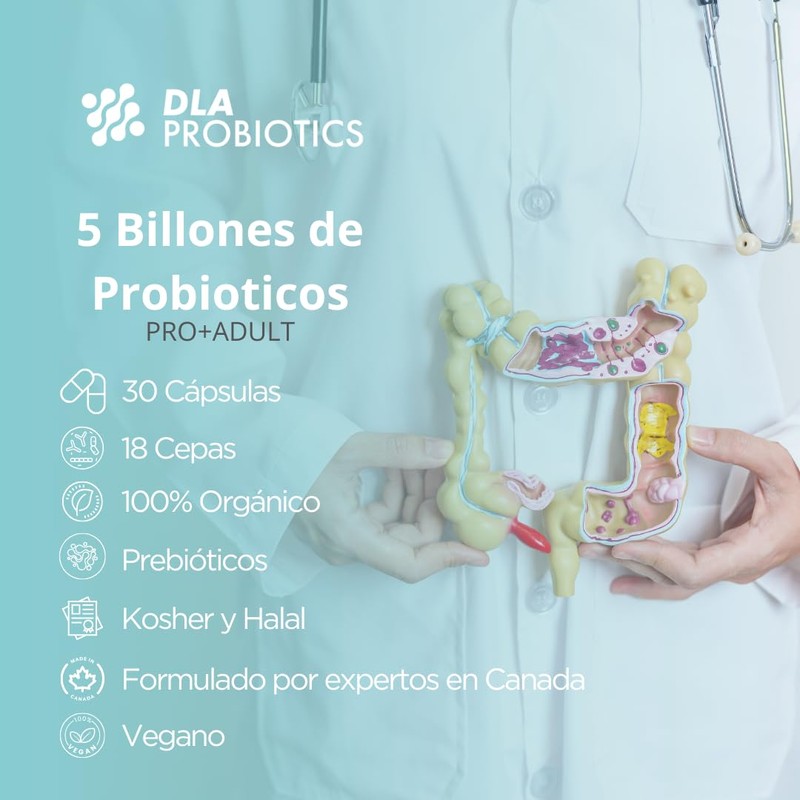 PRO+ADULT, 5 Billones de Probióticos 30 capsulas, 18 Cepas Probióticas,