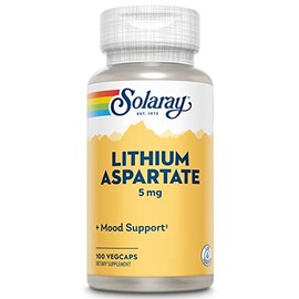 SOLARAY Lithium Aspartate Supplement 5 mg for Men & Women - Daily Trace Mineral Support, Low Dose Lithium Supplement Capsules - 100 Veg Cap Ct