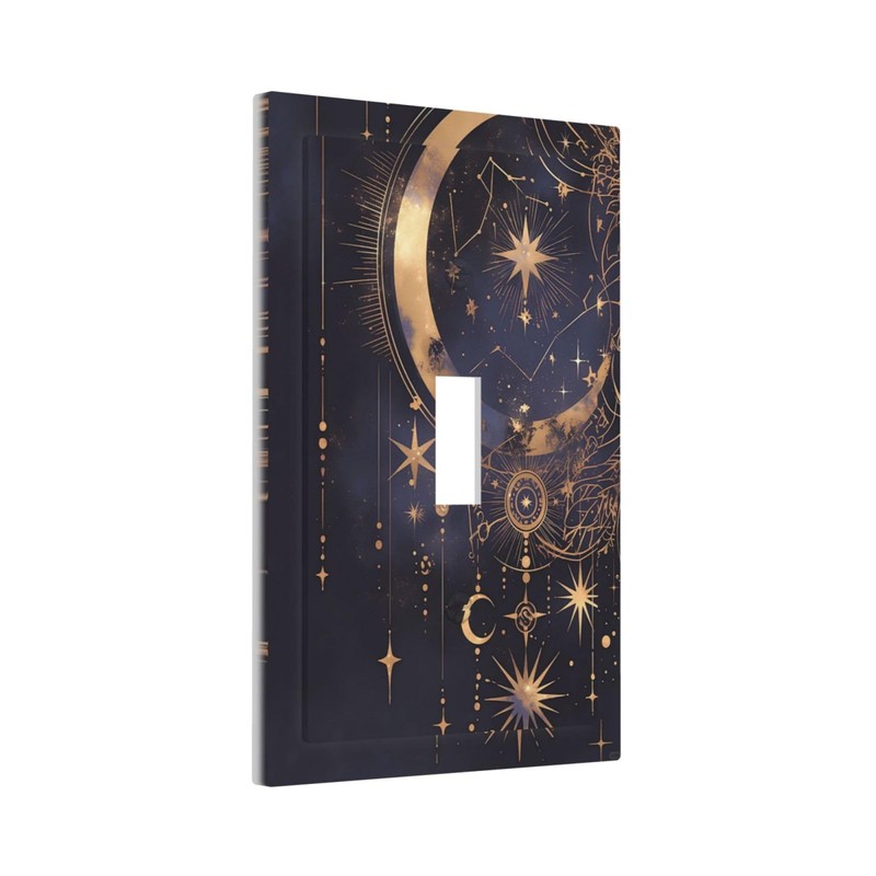 Nadoabtm Decorative Light Switch Cover Plate Gothic Celestial Gold Moon