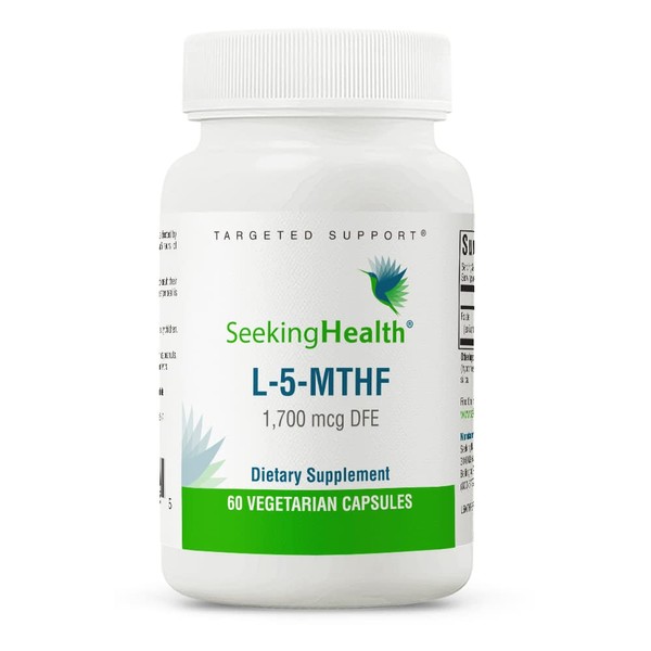 Seeking Health L-5-MTHF, Supports Healthy Methylation, Easily Absorbed Methyl Folate Supplement, MTHFR Support Supplement, 1,700 mcg DFE, Vegetarian (60 Capsules)