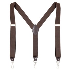 Men's Suspenders with Swivel Hooks and Elastic Straps Y-back, for Heavy Duty, Big and Tall (Coffee)