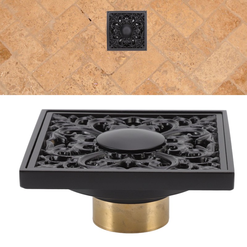Floor Drain Quadrate Antique European Style Copper Stainless Steel Odor