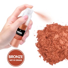 Essbarer Glitzer - 10g Essbarer Glitzerstaub Glitzerpulver in Sprühflasche für Lebensmittel, Getränke, Kuchen - Metallisch Lebensmittelfarbe Pulver zum Dekorieren Torten, Süßigkeiten, Keksen (Bronze)