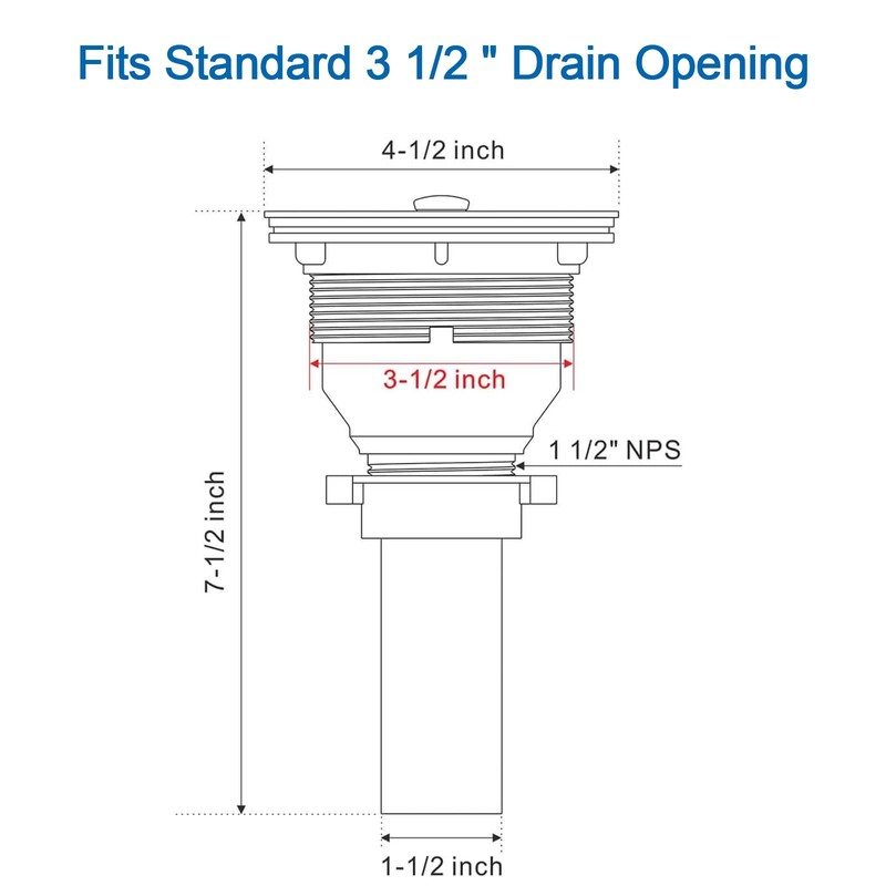 OUGOO 3-1/2-inch Gold Kitchen Sink Drain, Stainless Steel Removable Deep