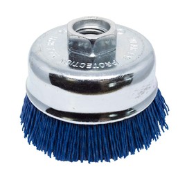 Benchmark Abrasives 3” Nylon Wire Wheel Cup Brush with 5/8"-11 Female Thread, Perfect for Rust or Paint Removal, Sanding, Polishing, Scrubbing, Heavy Grout Removal - (Gray)