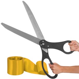 Black Grand Opening Ceremony Kit – 25'' Black Scissors for Ribbon Cutting with Satin Ribbon Gold Heavy Duty Giant Scissors Black with Ribbon for Inauguration Ceremonies & Special Events