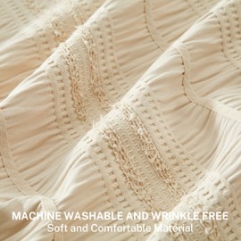 Siiluminisoy Beige Shower Curtain Farmhouse Shower Curtain Cotton Blend Striped Shower Curtains for Bathroom Shabby Chic Rustic Decor 72 x 72