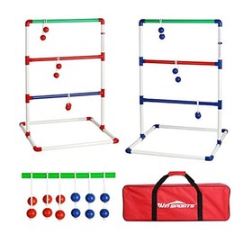 Outdoor Games Ladder Toss Indoor Game Set with 6 Soft Rubber Bolo Balls,Games for Adults, Kids, Family,Red&Blue&Green