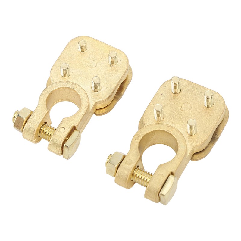 2Pcs Brass Battery Terminal Connector Car Top Post Clamp Set
