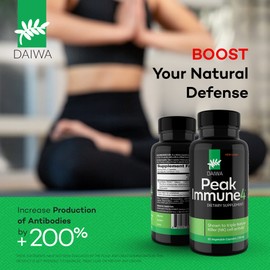 Daiwa PeakImmune4® – Immune Support Supplement for Adults with Rice Bran Arabinoxylan Compound (RBAC) and Enzyme from Shiitake Mushroom – 50 Capsules