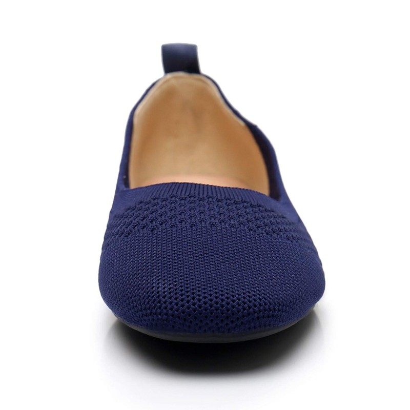 VenusCelia Zapato plano de punto flexible para mujer, Azul Marino,