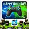 Video Game Birthday Backdrop 4.92 * 6.88ft Blue and Green