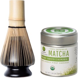 Dr. Weil Matcha Kari Mini juego de té Matcha  Negro  Matcha orgánica ceremonial con batidor y soporte