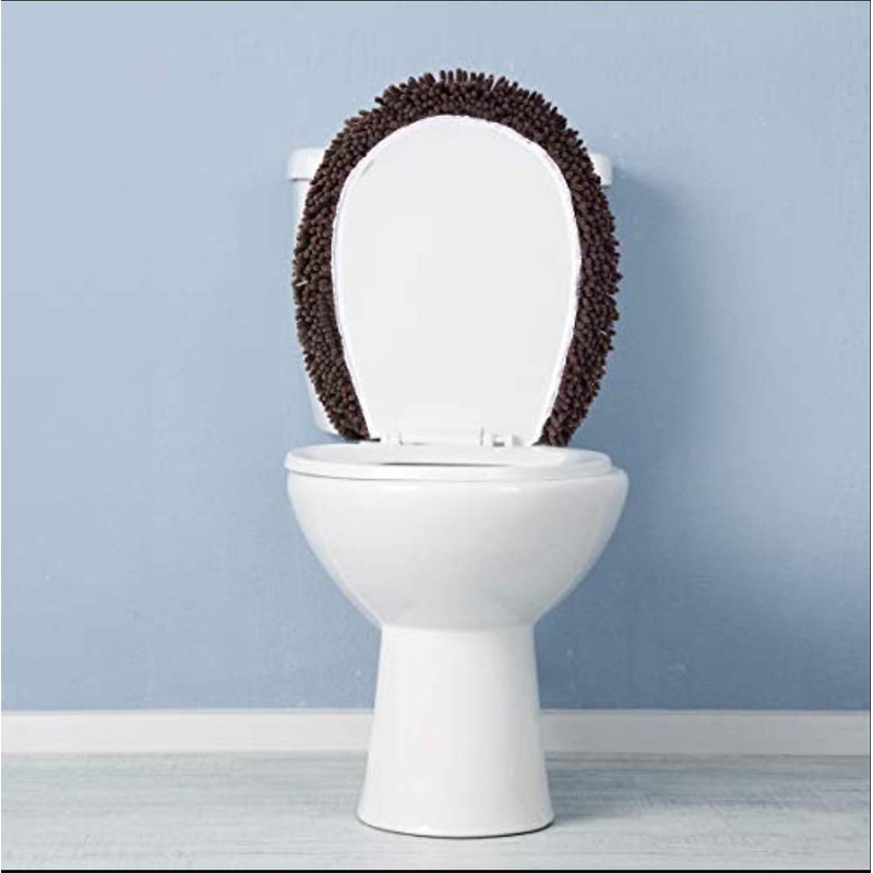 MAYSHINE Plush Shaggy Standard Toilet Seat Lid Cover (Brown) |