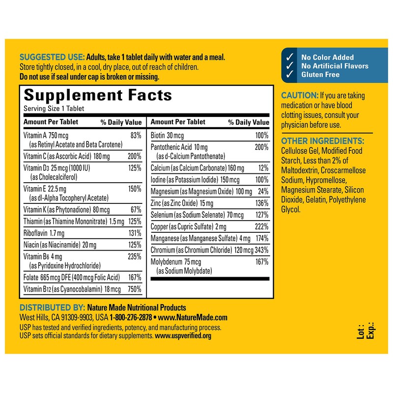Nature Made Multivitamin for Him, Mens Multivitamins with No Iron,