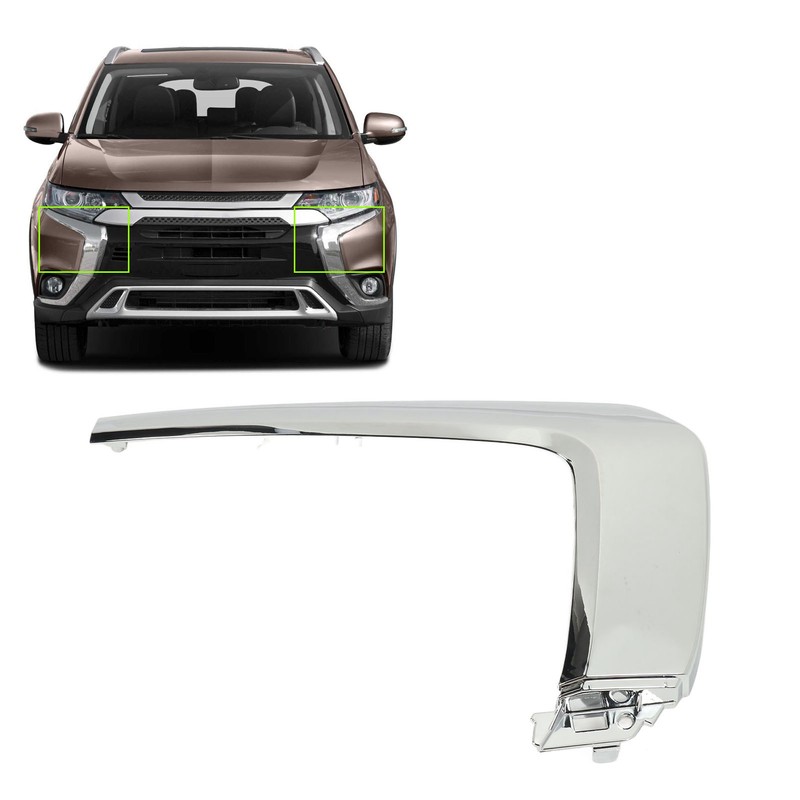 Front Bumper Middle Molding Trim ABS Chrome Replacement for Mitsubishi