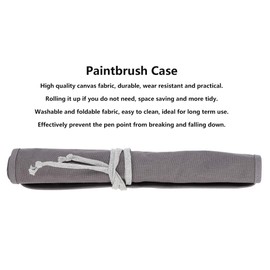 Garosa Grey Canvas Brush Holder Pencil Roll Drawing Sketch Bag Storage Bag Portable Pen Case Pencil Bag Drawing Painting Artistic Tool, Grey, Modern