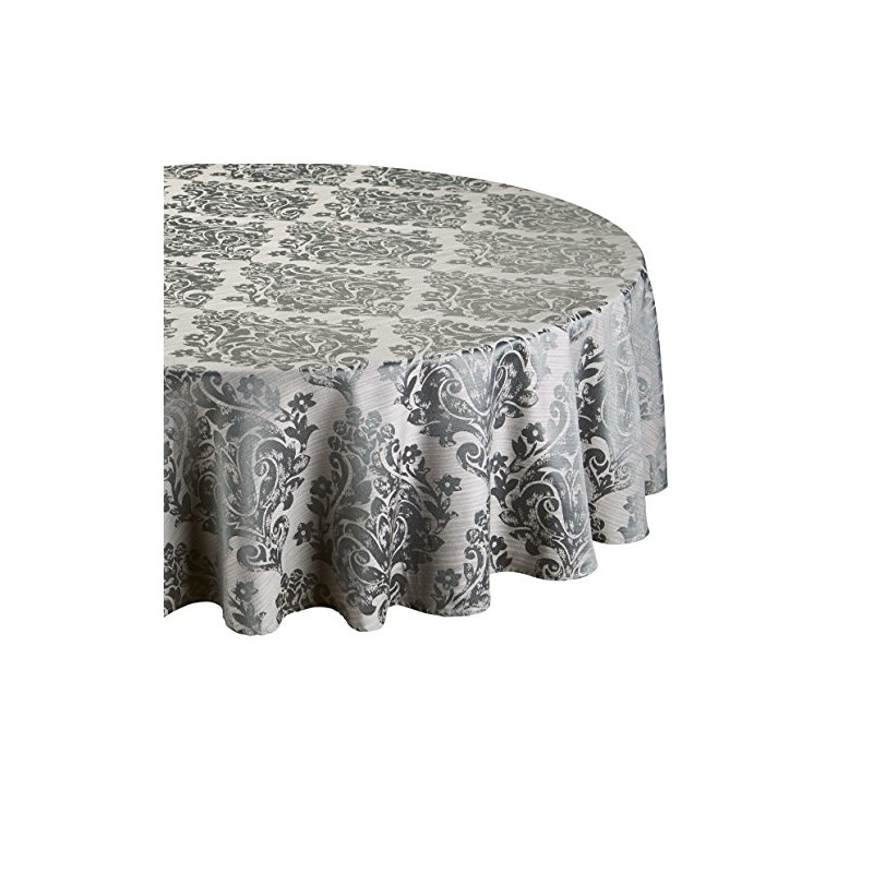 Palazzo Damask Pewter (Greyish) Christmas Round (Circular) Tablecloth Ideal For