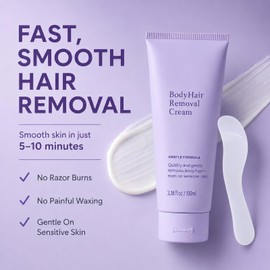 Hair Removal Cream for Women, Painless Depilatory Cream for Sensitive Skin, Bikini Line, Legs, Arms & Underarms, No-Razor Body Hair Remover Cream, 3.38 fl oz