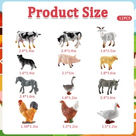 ZPLASK 12PCS Realistic Farm Animals Set – Educational Animal Toys for Toddlers, Safe and Durable Farm Animals for 2 Year Olds Boys & Girls, Ideal for Early Learning & Imaginative Play