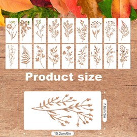 18pcs Large Wildflower Stencils for Painting Reusable Floral Stencils Flowers and Leaves Craft Templates Botanical Art Wildflower for Painting Wood Wall Door Crafts Canvas Home Decor