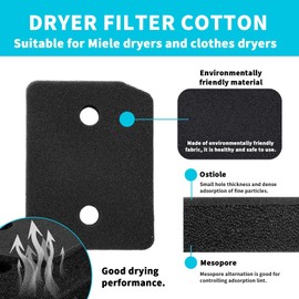 2 x Filter for Miele 9164761 Dryer Heat Pump Dryer, Dryer Filter for Miele T1, Fine/Coarse 207 x 157 x 30 mm Base Filter, Sponge Filter, Foam Filter, Replacement Part for Tumble Dryer