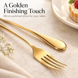5-Piece Gold Dessert Fork Set – 410 Stainless Steel Fruit & Cake Forks with High-Polish Finish for Tea, Parties & Dining