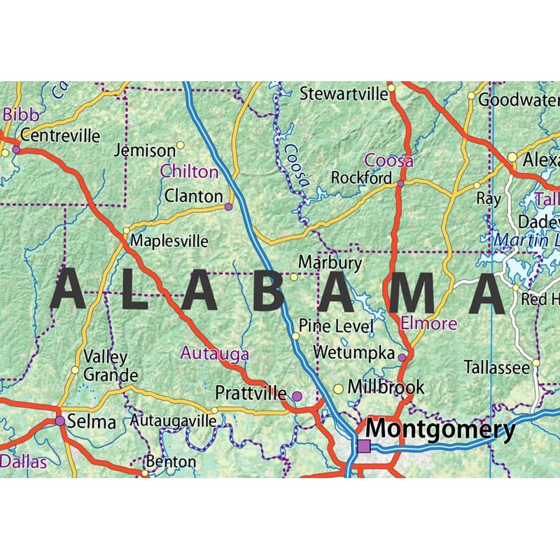 Alabama Physical Map - 16.9 x 24.4 inches - Paper