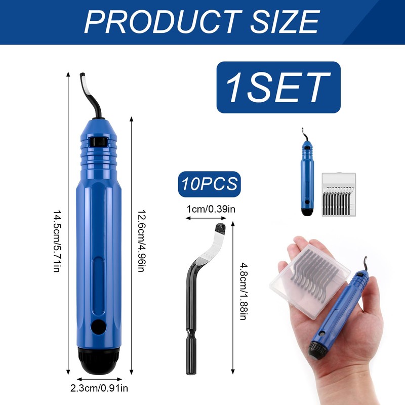 Deburring Tool Kit, Engraving Tools with 10 Pcs 360 Degree