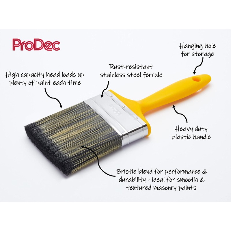 ProDec PR4GY Flat Masonry Paint Brush for Rapid Application of
