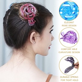 RC ROCHE ORNAMENT 6 Pcs Womens Stylish Rose Dome Comb Clamp Shell No Slip Strong Secure Grip Side Slide Bun Maker Beauty Accessory Hair Clip, Medium Transparent Multicolor