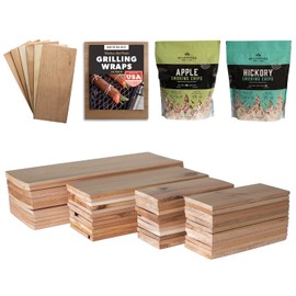 Big Daddy Jr Grilling Box - 53 Planks, 25 Grilling Wraps & 2 Bags Smoking Chips - Box for BBQ