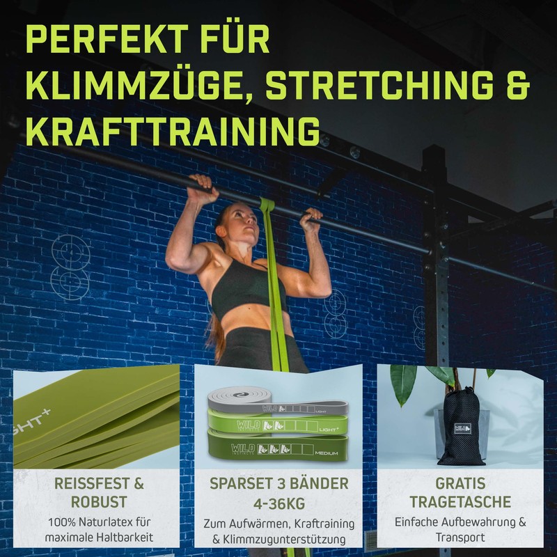Wild Instincts Set of 3 Pull Up Bands/Fitness Bands Set/Band