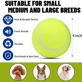 Magicorange Squeaky Tennis Ball Dog Toys 4 inch Oversize Giant Tennis Ball for Fetch Exercise, Natural Rubber Squeaky Dog Balls Training Safe (Multicolor, 6 Pack)