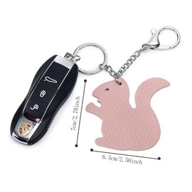 Fuerxy Leather Squirrel Keychains, Cute Animal Charm for Purse Handbags Bag Accessories Squirrel Key Charms (Orange)