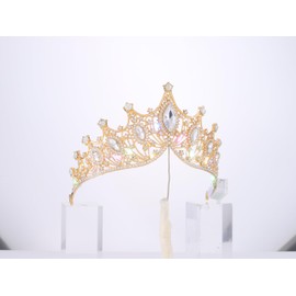 Light Up Crystal Gold Crown Royal Tiaras Prom Costume Hair Accessories for Women