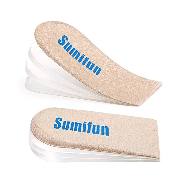 Sumifun Heel Lift Inserts, 1/4" to 1" Gel Shoe Heels Inserts for Women, Adjustable Orthopedic Heel Pads for Heel Pain and Leg Length Discrepancies, Heel Cups 1/4" 1/2" 3/4"