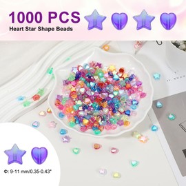 PATIKIL 9-11 mm Acrylic Round Beads, 1000 Pcs Heart Star Shape Bead AB Colors Round Clear Spacer Beads with Hole for Earring Bracelet Necklace Key Chains, Deep Blue