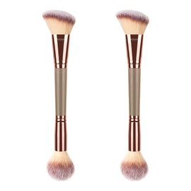 2PCS Foundation Makeup Brush,Double-Sided Blending Makeup Brush,Round and Angled Make-up Brus,Create the Perfect Face,for Foundation,Powder,Concealer,Cream,Blusher
