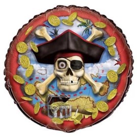 Anagram, M & D Pirates Dragons 18" Caribbean Jake Neverland Happy Birthday Foil Mylar Balloons - Skull, Crossbones, Gold Coins