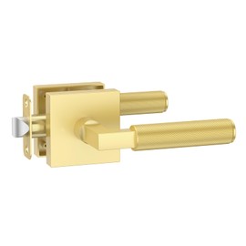 Amerdeco 1 Pack Brushed Gold Passage Door Handles,Heavy Duty Non-Locking Door Lever for Hall, Closet,Office Area, Shopping Malls AM0021