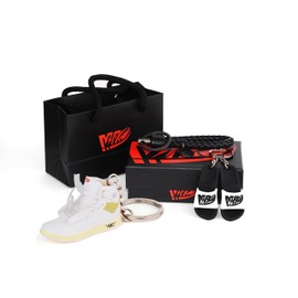 MPK ミニバスケットボールスニーカーキーチェーン 3Dステレオモデル 靴モデルペンダント 装飾 ギフトを送る 面白いガジェット, ホワイト, Small