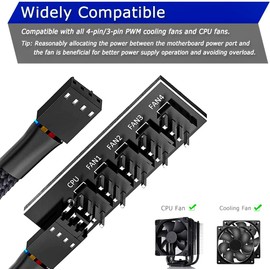 3 Pack PWM Fan Hub 1 to 5 Splitter,5-Way PC Chassis Internal Motherboard Fan Power Extension Cable,PVC Fan Power Extension Cable for ATX Computer Chassis 4-Pin and 3-Pin Cooling Fan Splitter Cord.