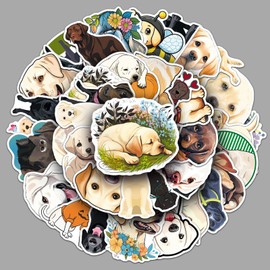50PCS Cute Cartoon Animals Dog Stickers,Labrador Retriever Stickers,Teens Boys and Girls Sticker Pack Vinyl Skateboard Guitar Door Laptop Luggage Car Bike Water Bottle Birthday Party Supplies Stickers