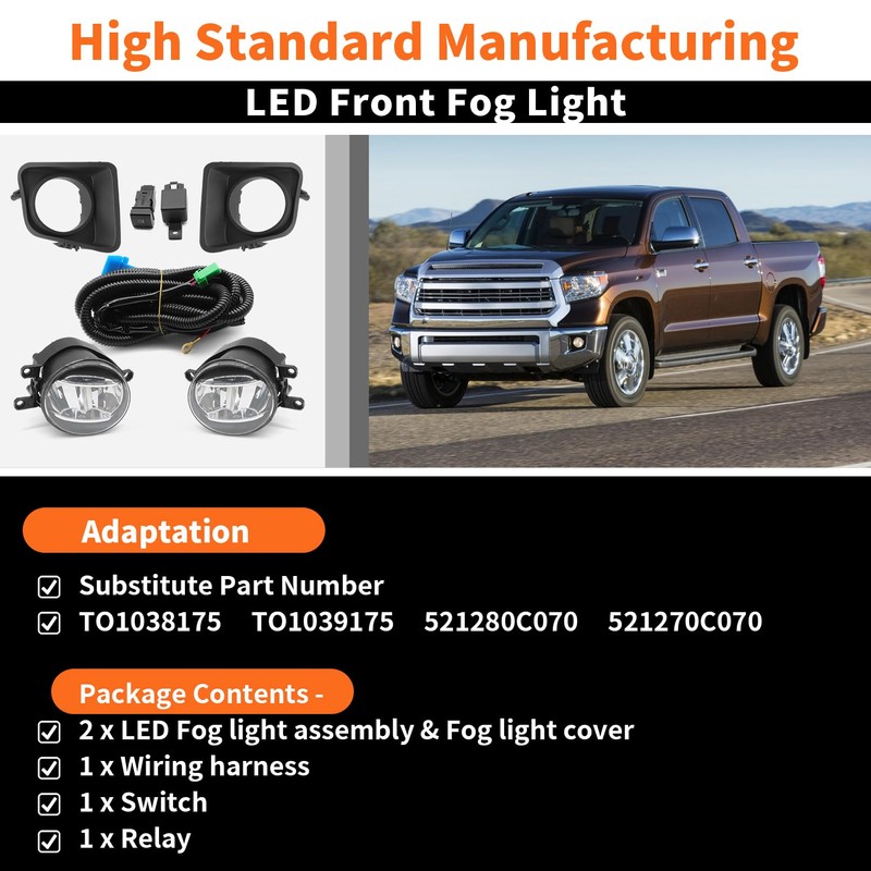 Aspaton Front Bumper Fog Light Assembly Compatible with 2014-2021 Tundra