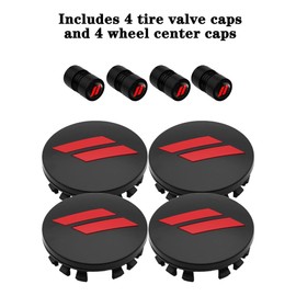 4PCS 63mm/2.5 inch Wheel Center Hub Cap Covers for Charger Challenger Durango Journey Avenger Hornet Dart SRT Non Fading Hubcaps Rim with Same Pattern Tire Valve Stem Caps Cover (Black Red)