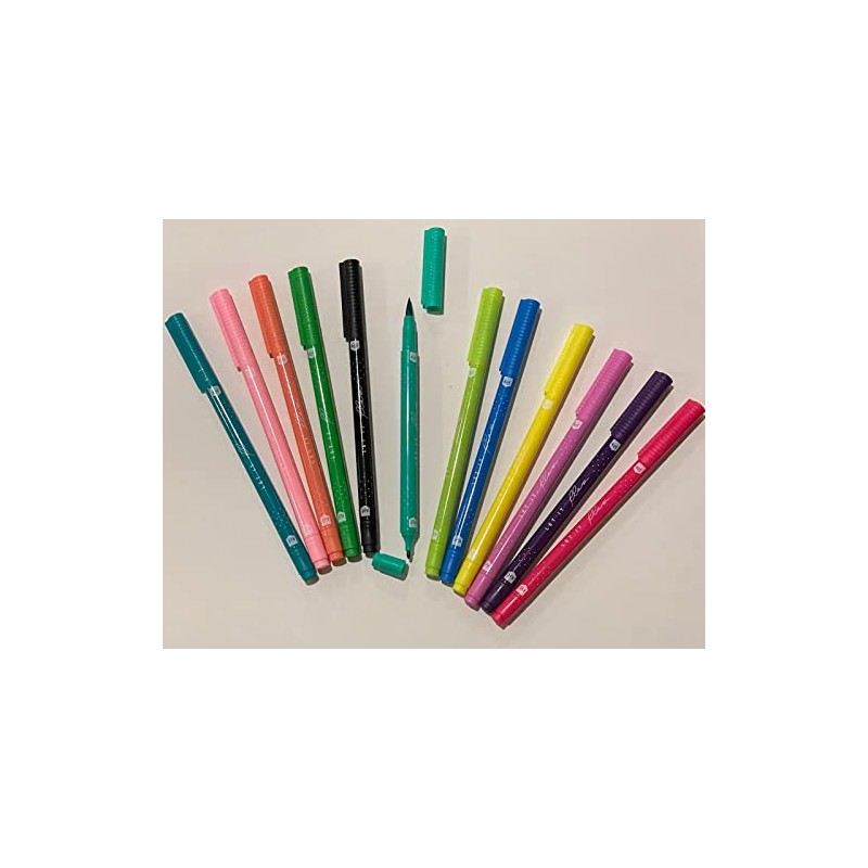 Marcadores Lettering Kiut Doble Punta (Pincel y fina) C/12 Pzas