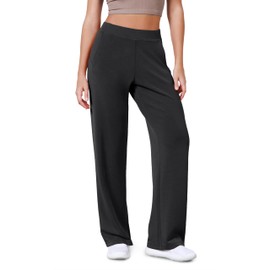 ODODOS Women's Modal Soft Wide Leg Pants Elastic High Waist Casual Lounge Relaxed Pants with Pockets - 29" Inseam, Black, Medium