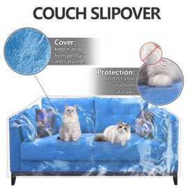 wokire Plastic Loveseat Cover 84" W x 40" D x 36" RH x 18" FH Plastic Furniture Covers Protectors Plastic Couches Cover for Pets Scratch Proof Heavy Duty Vinyl Waterproof Slipover